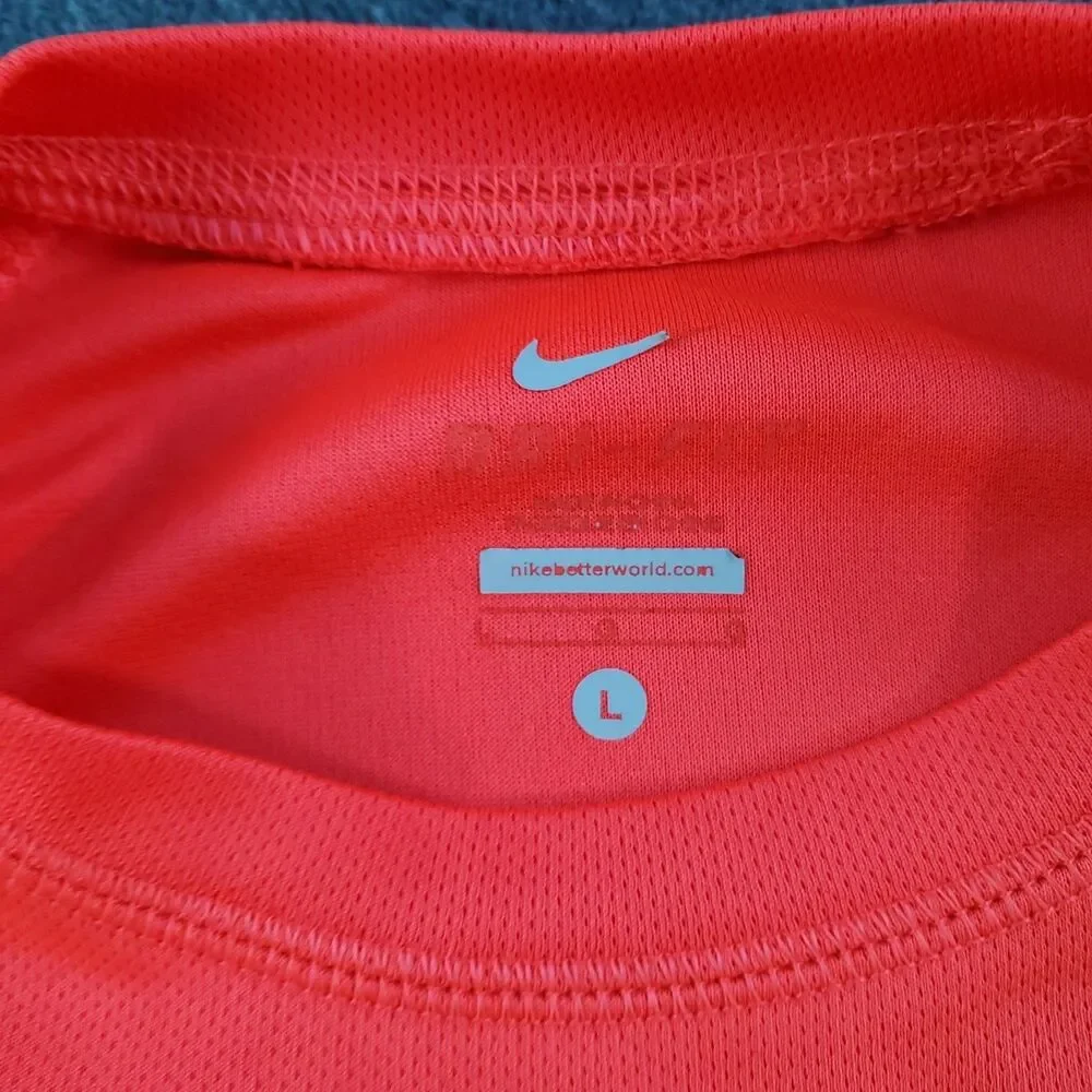Nike Dri-Fit T-Shirt Youth Orange Athletic Training 3/4 Sleeve Tee Size Large
